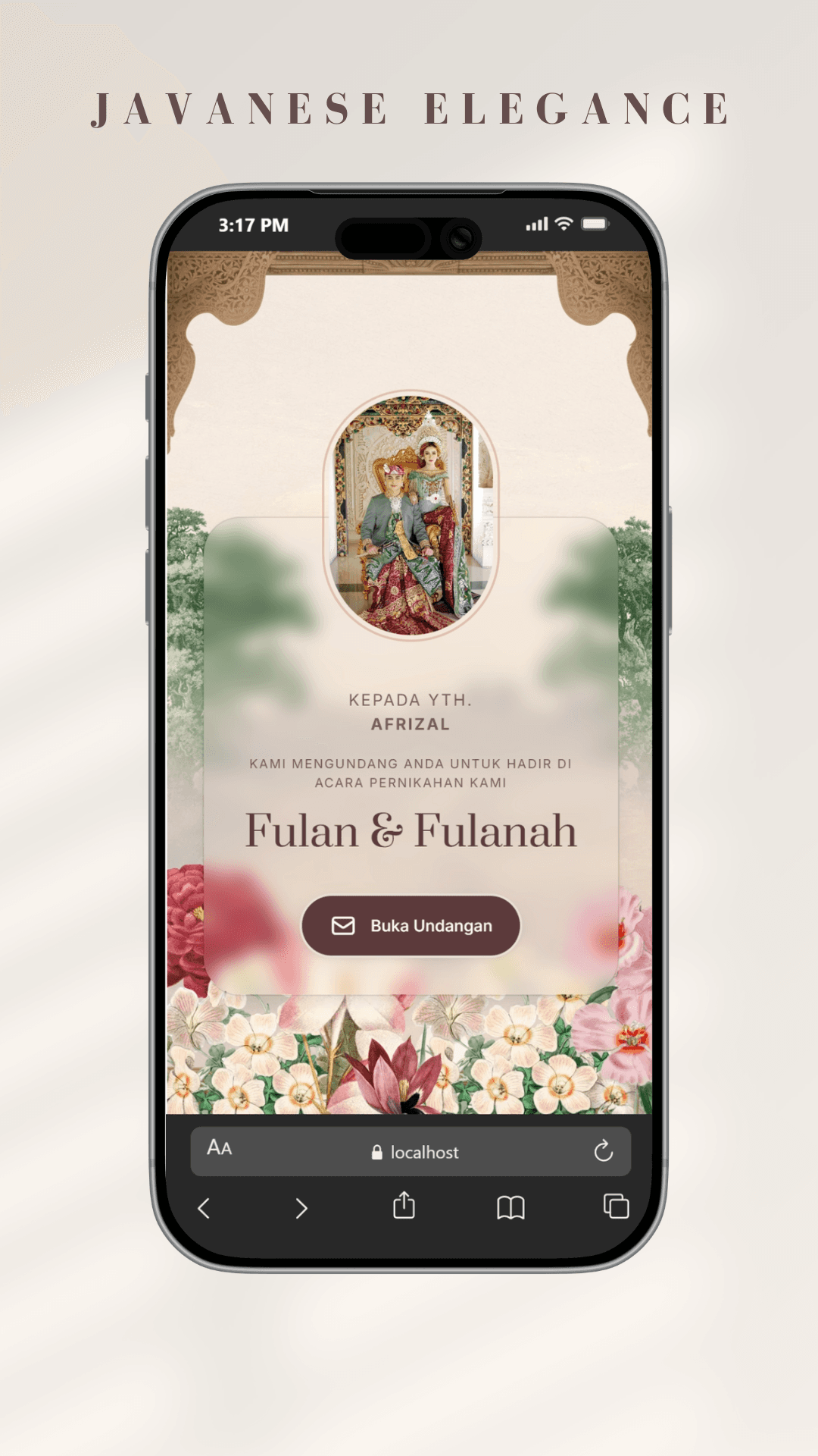 Contoh tema Javanese Elegance pada ponsel